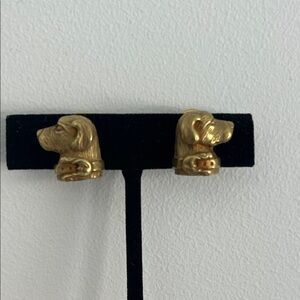 Kieselstein-Cord Designer 18k Gold Labrador Retriever Vintage Earrings